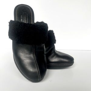 Coach Black leather mules